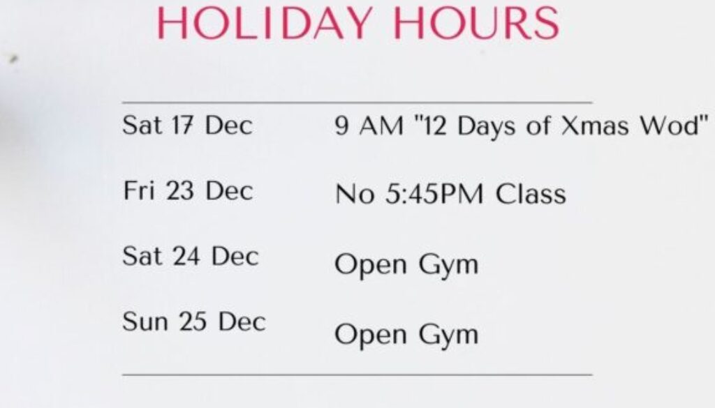 12 Days of Christmas + Holiday Hours
